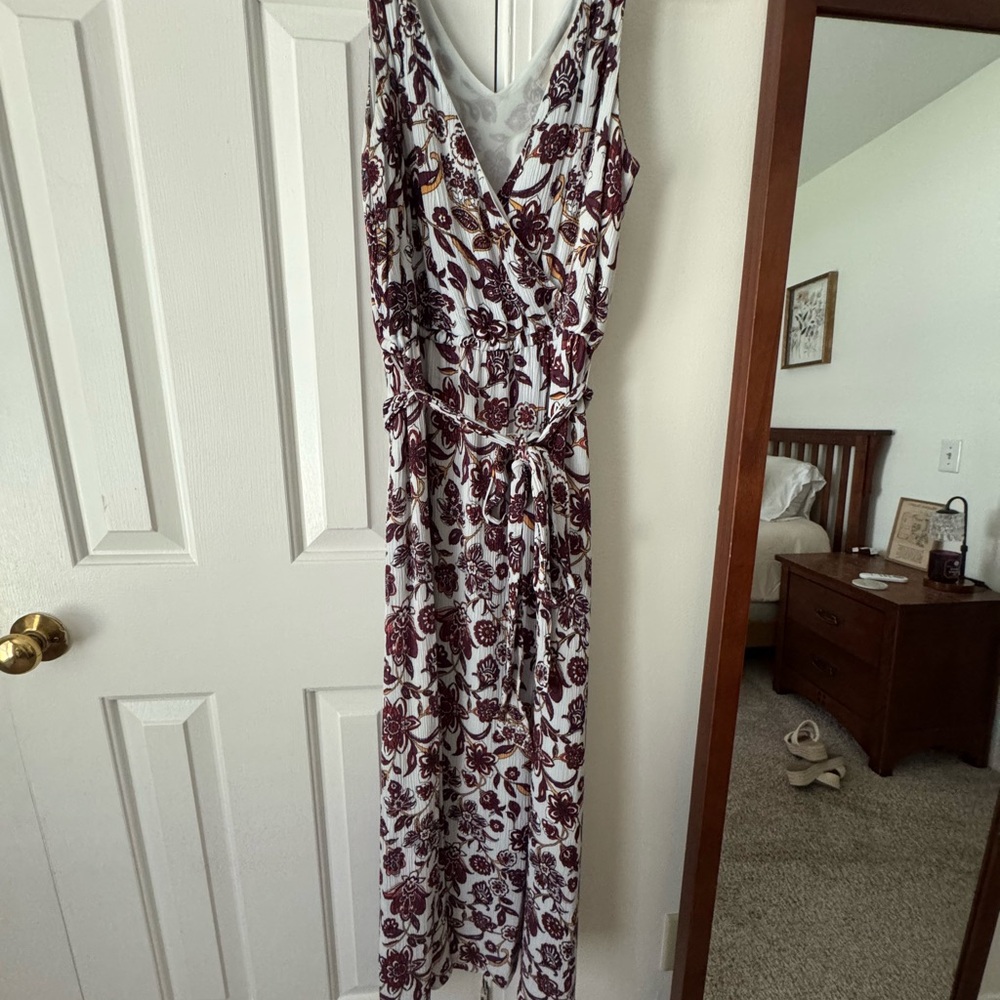LOFT Red Sleeveless V-Neck Maxi Dress